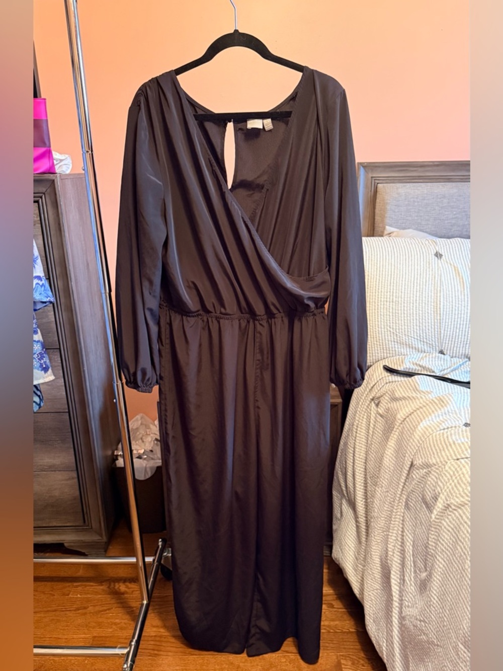 ASOS Black Long Sleeve Wrap Maxi Dress